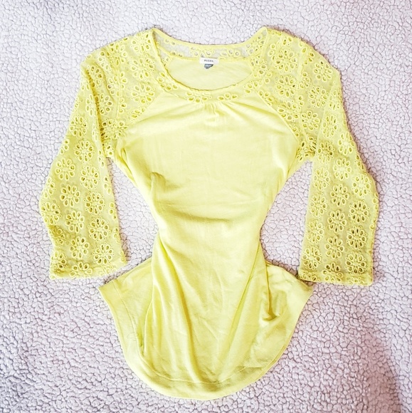 Fossil Tops - Fossil Lace Sleeve Top